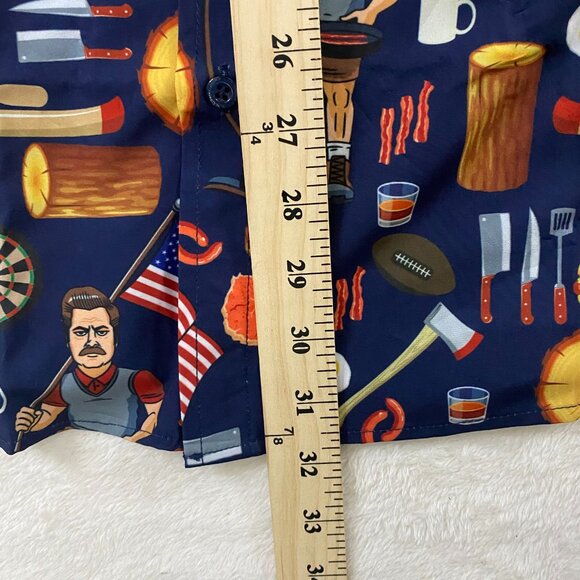 NWT RSVLTS Men's Parks And Recreation City Of Pawnee Button Up Shirt Size Large - Picture 11 of 12